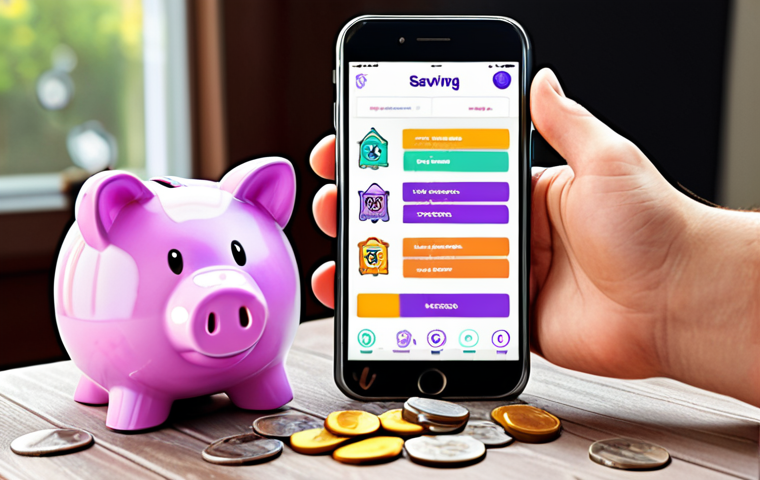 **Prompt:** Gamified savings challenge, happy person putting money in a piggy bank with a game interface overlay, visual representation of financial goals as achievements, colorful and motivational, habitica app style.